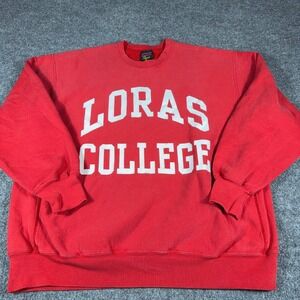 Vintage Soffe Fleece Loras College Sweatshirt XL Red Made in USA Crewneck Mens